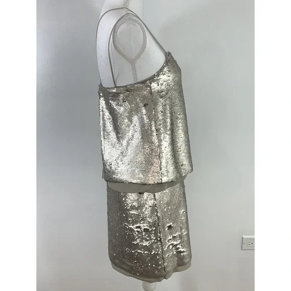 BANANA REPUBLIC Strappy Sequin SILVER Dress Size 2 NEW - Picture 2 of 6
